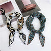 Spring and Summer Chiffon Triangle Small Scarf Wild Scarf Headband, Size:85 x 35cm(Cow Leopard Pattern Wine Red)