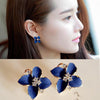Women Camellia Of Design Bohemian Earrings(Blue with White crystal)