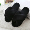 Cross Warm Plush Women Slippers, Size:40(Black)