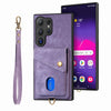 For Samsung Galaxy S25 Ultra 5G Retro Card Wallet Fold Leather Phone Case with Strap(Purple)