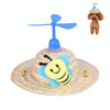 Pet Straw Hat with Dragonfly, Bee, Size L