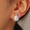 1201 Long Silver Baroque Earrings Pearl Ear Clip Women Without Ear Piercing