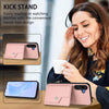For Samsung Galaxy M16 5G / F16 5G Button Card Bag RFID Anti-theft Phone Case(Pink)