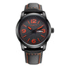 Ochstin 6047B Business Style Quartz Men Leather Watch(Black+Orange Black)