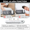 Mirror Surface LED Radio Projection Alarm Clock with Temperature & Humidity Display(Gold+White Characters)