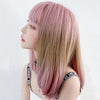 Female Gradient Highlighting Lifelike Chemical Fiber Headgear Wigs(Plum Pink and Honey Tea 39CM)