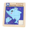 2 PCS Cartoon Animal Double-Sided Klotski Puzzle Children Wooden Toy Early Education Jigsaw Puzzle(Dolphin)