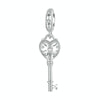 S925 Sterling Silver Platinum-plated Three-dimensional Heart Key-shaped Beaded Jewelry Pendants(SCC2885)