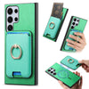 For Samsung Galaxy S23 Ultra 5G Retro Cross Leather Ring Vertical Insert Card Bag MagSafe Phone Case(Green)