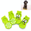 Anti-Slip Dog Socks, Small (Green Eyes) - 4 Pack