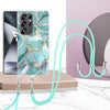 For Samsung Galaxy S25 Ultra 5G Electroplating IMD Splicing Dual-side Marble TPU Phone Case with Lanyard(Blue)