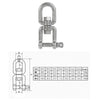 M10 OX Type  304 Stainless Steel 360 Degree Rotating 8-Shaped Chain Snap Ring Connecting Hook Swivel