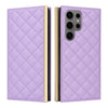 For Samsung Galaxy S25 Ultra 5G Crossbody Rhombic Sucker Leather Phone Case(Purple)
