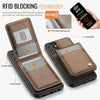For Samsung Galaxy A13 4G JEEHOOD J06 British Style RFID MagSafe Card Bag PU Phone Case(Brown)