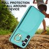 For Samsung Galaxy S25 5G Ring Holder Card Bag Skin Feel Phone Case(Green)