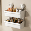 Suction Cup Wall Mounted Bathroom Shelf Drainage Detachable Storage Rack Hanging Basket, Style: 2 Layers Large White