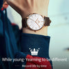 OLEVS 5869 Men Business Waterproof Genuine Leather Strap Quartz Watch(White + Dark Brown)