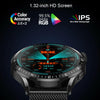 HD2 1.32 Inch Heart Rate Detection Smart Watch(Black + Leather)
