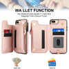 For iPhone 8 Plus / 7 Plus Double Flap Zipper RFID Leather Phone Case with Short Lanyard(Rose Gold)