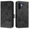 For Samsung Galaxy A56 5G Embossed Rose RFID Anti-theft Leather Phone Case(Black)