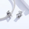 S925 Sterling Silver Relief Number Series 0-9 Beads DIY Bracelet Necklace Accessories, Style:7