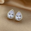 Heart Seed Drop Earrings Zircon Fashion Stud Earrings, Metal Color:gold