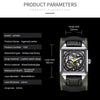 Ochstin 7237 Business Leather Wrist Wrist Waterproof Luminous Skeleton Mechanical Watch(Silver+Black)