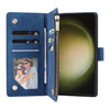For Samsung Galaxy S25+ 5G Multifunctional Frosted Zipper Wallet Leather Phone Case(Blue)