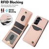 For Samsung Galaxy Z Fold6 AwQuer RFID Vertical Flip Card Bag Holder Leather Phone Case(Rose Gold)