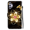 For Samsung Galaxy A32 5G Crystal Texture Colored Drawing Leather Phone Case(Gold Flower)