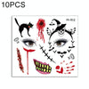 10 PCS Water Transfer Stickers Children Cartoon Halloween Funny Tattoo Stickers Horror Decoration Face Stickers(FK-012)