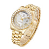 CAGARNY 6886 Diamond-encrusted Roman Numeral Dial Quartz Watch for Men(Gold Shell White Dial)