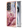 For Samsung Galaxy S25 Ultra 5G Electroplating Marble Dual-side IMD Phone Case with Ring(Rose Red 014)