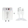 SDC-18W 18W PD 3.0 Type-C / USB-C + QC 3.0 USB Dual Fast Charging Universal Travel Charger with USB to 8 Pin Fast Charging Data Cable, AU Plug