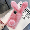 For iPhone 12 Pro Max 3D Cute Long-eared Rabbit Plush Full Coverage Phone Case(Gray)