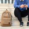 Multi-Function Travel Casual Canvas Backpack Students Bag with External USB Charging Interface & Headphone Jack (Coffee)