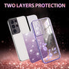 For Samsung Galaxy S21 Ultra 5G Gradient Glitter Flower All-inclusive Phone Case(Purple)