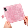 For Samsung Galaxy A25 5G Japan Version / A25e Seven-petal Flowers Embossing Leather Phone Case(Rose Gold)