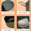 20cm Fryer Pot Household Non-Stick Pan Temperature Control Mini Frying Pot(Olive Green)