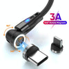 ENKAY 3A USB to Type-C / 8 Pin Magnetic 540 Degrees Rotating Fast Charging Cable, Length:1m(Black)
