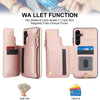 For Samsung Galaxy A55 5G Double Flap Zipper RFID Leather Phone Case with Short Lanyard(Rose Gold)