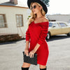 Women Sexy Package Hip Long Knitted Backless Twisted Knot Dress, Size: L(Red)