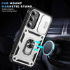 For Samsung Galaxy S25 5G Sliding Camshield TPU Hybrid PC Phone Case with Holder(White+Black)