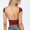 Women Sexy Backless Top Comfortable Breathable Slim Fit T-Shirt, Size: S(ESSO026 Wine Red)