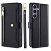 For Samsung Galaxy S25+ 5G Sheep Texture Cross-body Zipper Wallet Leather Phone Case(Black)
