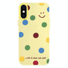 For iPhone X / XS Skin Feeling Jelly TPU Hybrid PC Phone Case(Polka Dots Smile Yellow)