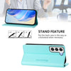 For Samsung Galaxy S21 FE 5G RC01 Dual-Folded Magnetic Suction RFID Leather Phone Case(Mint Green)