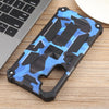 For Samsung Galaxy S24 FE 5G Camouflage Armor Kickstand TPU Hybrid PC Magnetic Phone Case(Dark Blue)