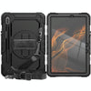 For Samsung Galaxy Tab S8 11 inch SM-X700 Silicone + PC Tablet Case with Shoulder Strap(Black)