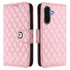 For Samsung Galaxy A56 5G Rhombic Texture Flip Leather Phone Case with Lanyard(Pink)